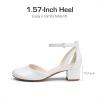 image:imageDREAM PAIRS Girls Dress Shoes Closed Toe High Heels Ankle Strap Toddler Little Big Kid Wedding Flower Party PumpWhite