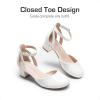 image:imageDREAM PAIRS Girls Dress Shoes Closed Toe High Heels Ankle Strap Toddler Little Big Kid Wedding Flower Party PumpWhite