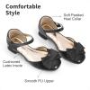 image:imageDREAM PAIRS Girls Dress Shoes Closed Toe Low Heels Ankle Strap Bow Ballet Wedding Party Sandals Princess Flower Shoes for Little KidBlack