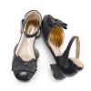image:imageDREAM PAIRS Girls Dress Shoes Closed Toe Low Heels Ankle Strap Bow Ballet Wedding Party Sandals Princess Flower Shoes for Little KidBlack