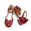 image:imageDREAM PAIRS Girls Dress Shoes Closed Toe Low Heels Ankle Strap Bow Ballet Wedding Party Sandals Princess Flower Shoes for Little KidDark Red