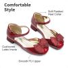image:imageDREAM PAIRS Girls Dress Shoes Closed Toe Low Heels Ankle Strap Bow Ballet Wedding Party Sandals Princess Flower Shoes for Little KidDark Red