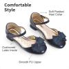 image:imageDREAM PAIRS Girls Dress Shoes Closed Toe Low Heels Ankle Strap Bow Ballet Wedding Party Sandals Princess Flower Shoes for Little KidNavy