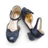 image:imageDREAM PAIRS Girls Dress Shoes Closed Toe Low Heels Ankle Strap Bow Ballet Wedding Party Sandals Princess Flower Shoes for Little KidNavy