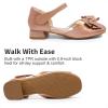 image:imageDREAM PAIRS Girls Dress Shoes Closed Toe Low Heels Ankle Strap Bow Ballet Wedding Party Sandals Princess Flower Shoes for Little KidRose Gold