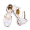 image:imageDREAM PAIRS Girls Dress Shoes Closed Toe Low Heels Ankle Strap Bow Ballet Wedding Party Sandals Princess Flower Shoes for Little KidWhite