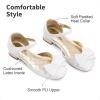 image:imageDREAM PAIRS Girls Dress Shoes Closed Toe Low Heels Ankle Strap Bow Ballet Wedding Party Sandals Princess Flower Shoes for Little KidWhite