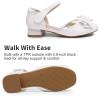 image:imageDREAM PAIRS Girls Dress Shoes Closed Toe Low Heels Ankle Strap Bow Ballet Wedding Party Sandals Princess Flower Shoes for Little KidWhite