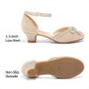 image:imageDREAM PAIRS Girls Dress Shoes Closed Toe Low Heels Ankle Strap Pumps for Toddler Little Big Kid Flower Party Wedding PrincessGoldglitter