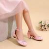 image:imageDREAM PAIRS Girls Dress Shoes Closed Toe Low Heels Ankle Strap Pumps for Toddler Little Big Kid Flower Party Wedding PrincessPink
