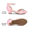 image:imageDREAM PAIRS Girls Dress Shoes Closed Toe Low Heels Ankle Strap Pumps for Toddler Little Big Kid Flower Party Wedding PrincessPink