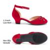 image:imageDREAM PAIRS Girls Dress Shoes Closed Toe Low Heels Ankle Strap Pumps for Toddler Little Big Kid Flower Party Wedding PrincessRed