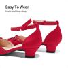 image:imageDREAM PAIRS Girls Dress Shoes Closed Toe Low Heels Ankle Strap Pumps for Toddler Little Big Kid Flower Party Wedding PrincessRed