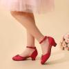 image:imageDREAM PAIRS Girls Dress Shoes Closed Toe Low Heels Ankle Strap Pumps for Toddler Little Big Kid Flower Party Wedding PrincessRed