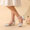 image:imageDREAM PAIRS Girls Dress Shoes Closed Toe Low Heels Ankle Strap Pumps for Toddler Little Big Kid Flower Party Wedding PrincessSilver