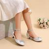 image:imageDREAM PAIRS Girls Dress Shoes Closed Toe Low Heels Ankle Strap Pumps for Toddler Little Big Kid Flower Party Wedding PrincessSilver