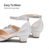 image:imageDREAM PAIRS Girls Dress Shoes Closed Toe Low Heels Ankle Strap Pumps for Toddler Little Big Kid Flower Party Wedding PrincessSilver