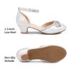 image:imageDREAM PAIRS Girls Dress Shoes Closed Toe Low Heels Ankle Strap Pumps for Toddler Little Big Kid Flower Party Wedding PrincessSilver