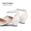 image:imageDREAM PAIRS Girls Dress Shoes Closed Toe Low Heels Ankle Strap Pumps for Toddler Little Big Kid Flower Party Wedding PrincessWhite