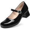 image:imageDREAM PAIRS Girls Dress Shoes Mary Jane Low Heels Flower Wedding Party Pump Prom Footwear for LittleBig KidsBlack
