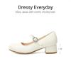 image:imageDREAM PAIRS Girls Dress Shoes Mary Jane Low Heels Flower Wedding Party Pump Prom Footwear for LittleBig KidsIvory