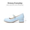 image:imageDREAM PAIRS Girls Dress Shoes Mary Jane Low Heels Flower Wedding Party Pump Prom Footwear for LittleBig KidsLight Blue