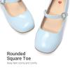 image:imageDREAM PAIRS Girls Dress Shoes Mary Jane Low Heels Flower Wedding Party Pump Prom Footwear for LittleBig KidsLight Blue