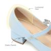 image:imageDREAM PAIRS Girls Dress Shoes Mary Jane Low Heels Flower Wedding Party Pump Prom Footwear for LittleBig KidsLight Blue