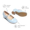 image:imageDREAM PAIRS Girls Dress Shoes Mary Jane Low Heels Flower Wedding Party Pump Prom Footwear for LittleBig KidsLight Blue
