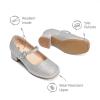 image:imageDREAM PAIRS Girls Dress Shoes Mary Jane Low Heels Flower Wedding Party Pump Prom Footwear for LittleBig KidsSilver