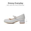 image:imageDREAM PAIRS Girls Dress Shoes Mary Jane Low Heels Flower Wedding Party Pump Prom Footwear for LittleBig KidsSilver