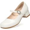 image:imageDREAM PAIRS Girls Dress Shoes Mary Jane Low Heels Flower Wedding Party Pump Prom Footwear for LittleBig KidsWhite