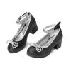 image:imageDREAM PAIRS Girls Dress Shoes Platform Chunky Heel Ankle Strap Princess Flats Flower Party Wedding Pump for Little Big KidBlack