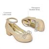 image:imageDREAM PAIRS Girls Dress Shoes Platform Chunky Heel Ankle Strap Princess Flats Flower Party Wedding Pump for Little Big KidGold