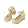 image:imageDREAM PAIRS Girls Dress Shoes Platform Chunky Heel Ankle Strap Princess Flats Flower Party Wedding Pump for Little Big KidGold