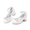 image:imageDREAM PAIRS Girls Dress Shoes Platform Chunky Heel Ankle Strap Princess Flats Flower Party Wedding Pump for Little Big KidIvory