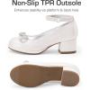 image:imageDREAM PAIRS Girls Dress Shoes Platform Chunky Heel Ankle Strap Princess Flats Flower Party Wedding Pump for Little Big KidIvory