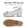 image:imageDREAM PAIRS Girls Dress Shoes Platform Chunky Heel Ankle Strap Princess Flats Flower Party Wedding Pump for Little Big KidSilver