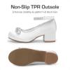 image:imageDREAM PAIRS Girls Dress Shoes Platform Chunky Heel Ankle Strap Princess Flats Flower Party Wedding Pump for Little Big KidWhite