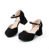 image:imageDREAM PAIRS Girls Dress Shoes Platform Square Toe High Heels Ankle Strap Party Wedding Flower Pump for Little Big KidBlack