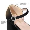 image:imageDREAM PAIRS Girls Dress Shoes Platform Square Toe High Heels Ankle Strap Party Wedding Flower Pump for Little Big KidBlack