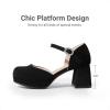image:imageDREAM PAIRS Girls Dress Shoes Platform Square Toe High Heels Ankle Strap Party Wedding Flower Pump for Little Big KidBlack