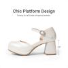 image:imageDREAM PAIRS Girls Dress Shoes Platform Square Toe High Heels Ankle Strap Party Wedding Flower Pump for Little Big KidIvory
