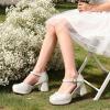 image:imageDREAM PAIRS Girls Dress Shoes Platform Square Toe High Heels Ankle Strap Party Wedding Flower Pump for Little Big KidIvory