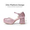 image:imageDREAM PAIRS Girls Dress Shoes Platform Square Toe High Heels Ankle Strap Party Wedding Flower Pump for Little Big KidPink