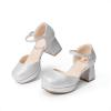 image:imageDREAM PAIRS Girls Dress Shoes Platform Square Toe High Heels Ankle Strap Party Wedding Flower Pump for Little Big KidSilver