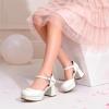 image:imageDREAM PAIRS Girls Dress Shoes Platform Square Toe High Heels Ankle Strap Party Wedding Flower Pump for Little Big KidWhite