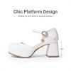 image:imageDREAM PAIRS Girls Dress Shoes Platform Square Toe High Heels Ankle Strap Party Wedding Flower Pump for Little Big KidWhite