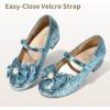 image:imageDREAM PAIRS Girls Dress Shoes Princess Shoes for Toddler Little Girl Mary Jane Low Heels Glitter Flower Party Wedding FootwearBlue