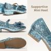 image:imageDREAM PAIRS Girls Dress Shoes Princess Shoes for Toddler Little Girl Mary Jane Low Heels Glitter Flower Party Wedding FootwearBlue